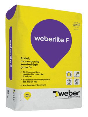 Enduit d'imperméabilisation coloré weberlite F - ton pierre claire 015 - sac de 25 kg