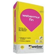Mortier de ragréage webermur fin pour béton - gris - sac de 25 kg