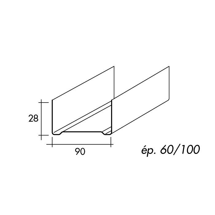 Rail métallique pour cloison sèche R90 - 28x90 mm - L. 3 m - SPP