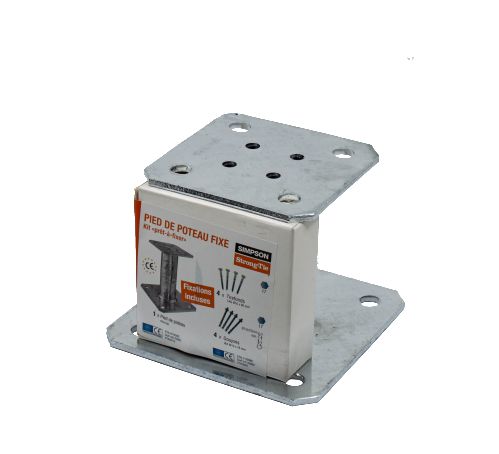 Kit Pied de poteau Fixe PPA150 acier galvanisé 4mm 150mm  goujons tirefonds - Main Image