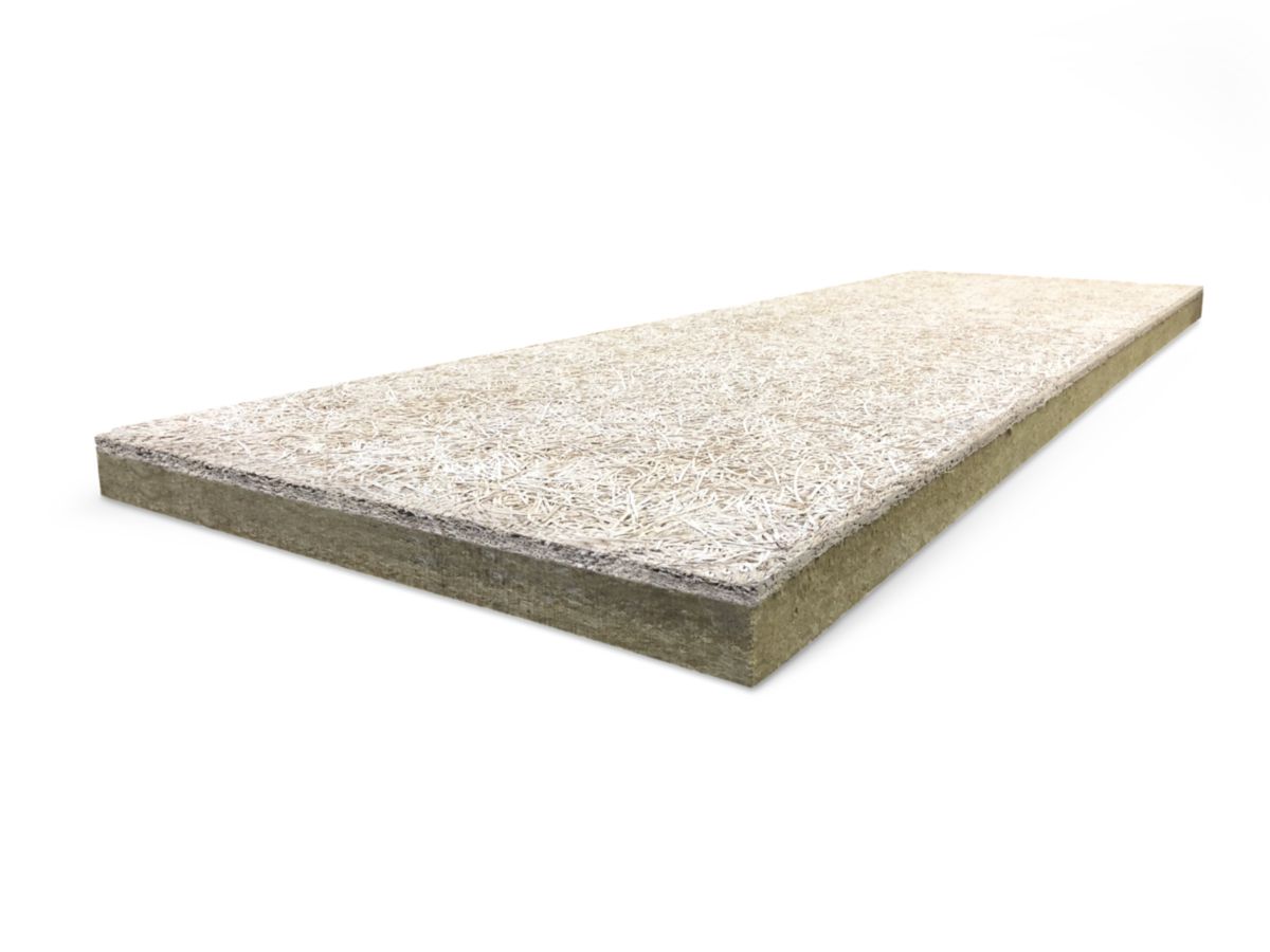 Panneaux composites en laine de roche avec un parement de 15 mm en laine de bois Rockfeu fibre B