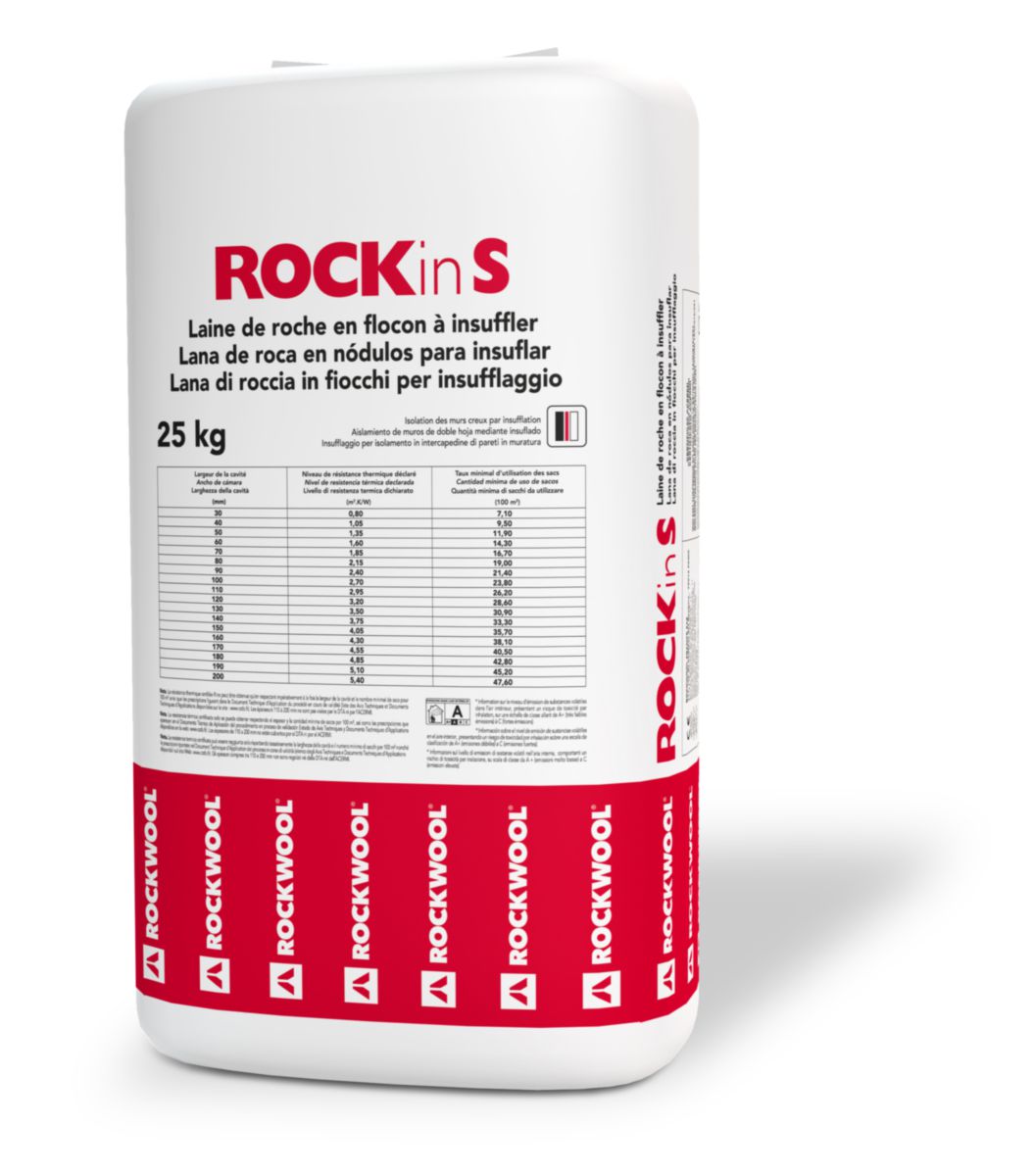 Laine de roche en flocons ROCKin S sac de 25 kg Acermi 14/D/015/991 ROCKWOOL