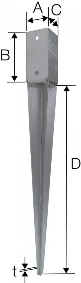 Pied poteau jardin noir à enfoncer 90 x 90 x 620 mm PPJNET90/620