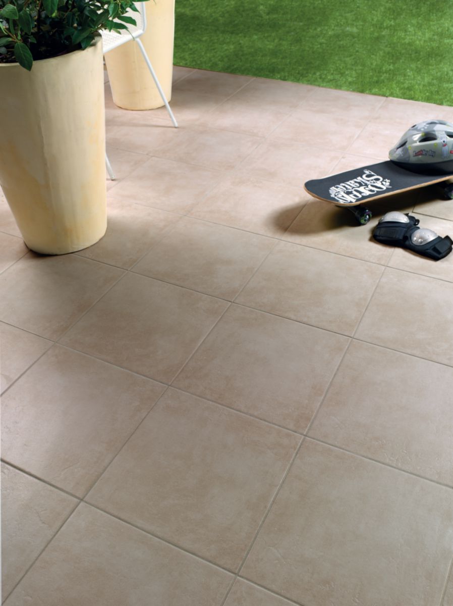 Carrelage sol extérieur grès cérame émaillé antidérapant Floyd - beige ...