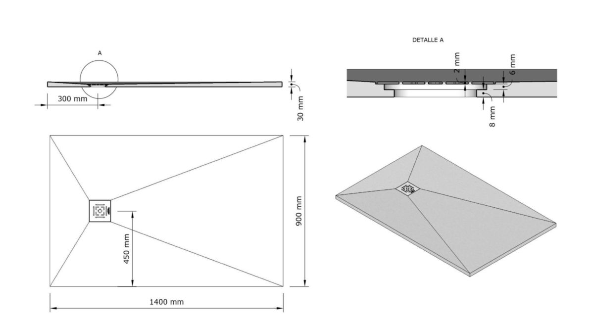 Receveur Alterna Daily'o 140 X 90 Cm Ardoise Blanc Receveur Alterna Daily'O 140 x 90 cm ardoise blanc - ALTERNA