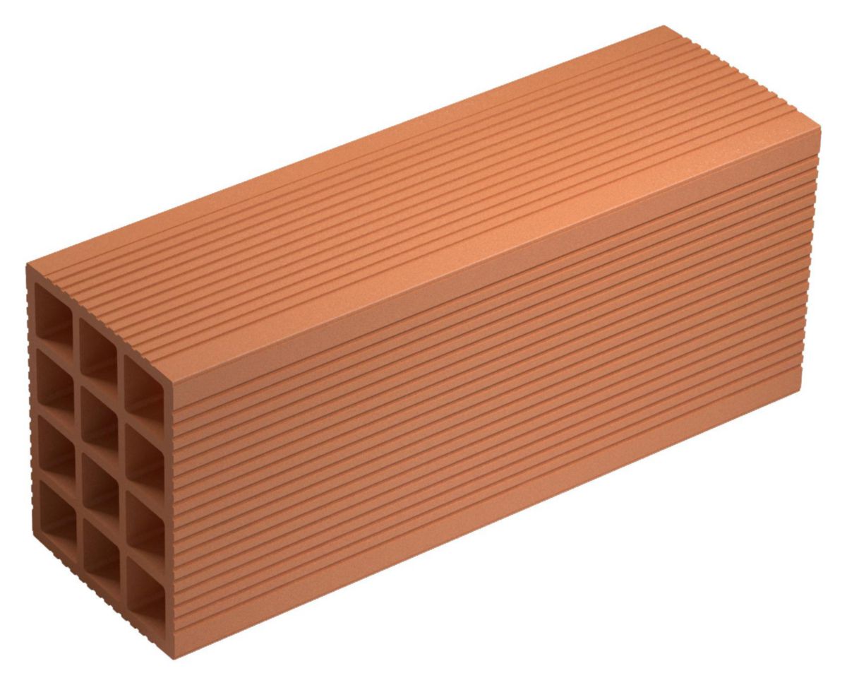 Brique creuse sans gorge BCR04 - terre cuite - 500x150x200 mm - TERREAL