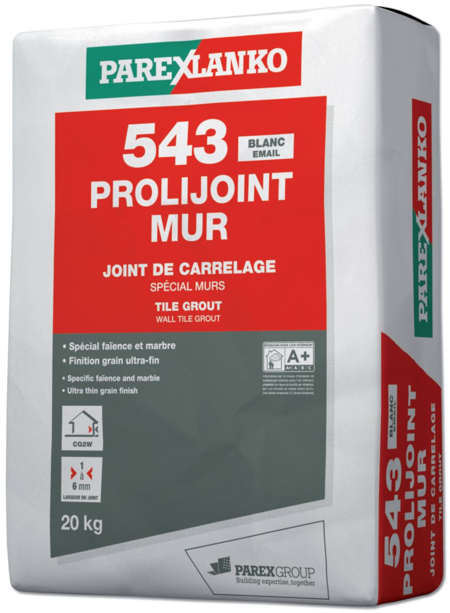 Joint carrelage fin Prolijoint M543 sac de 20kg blanc émail Réf. L543BLANC20 PAREXLANKO