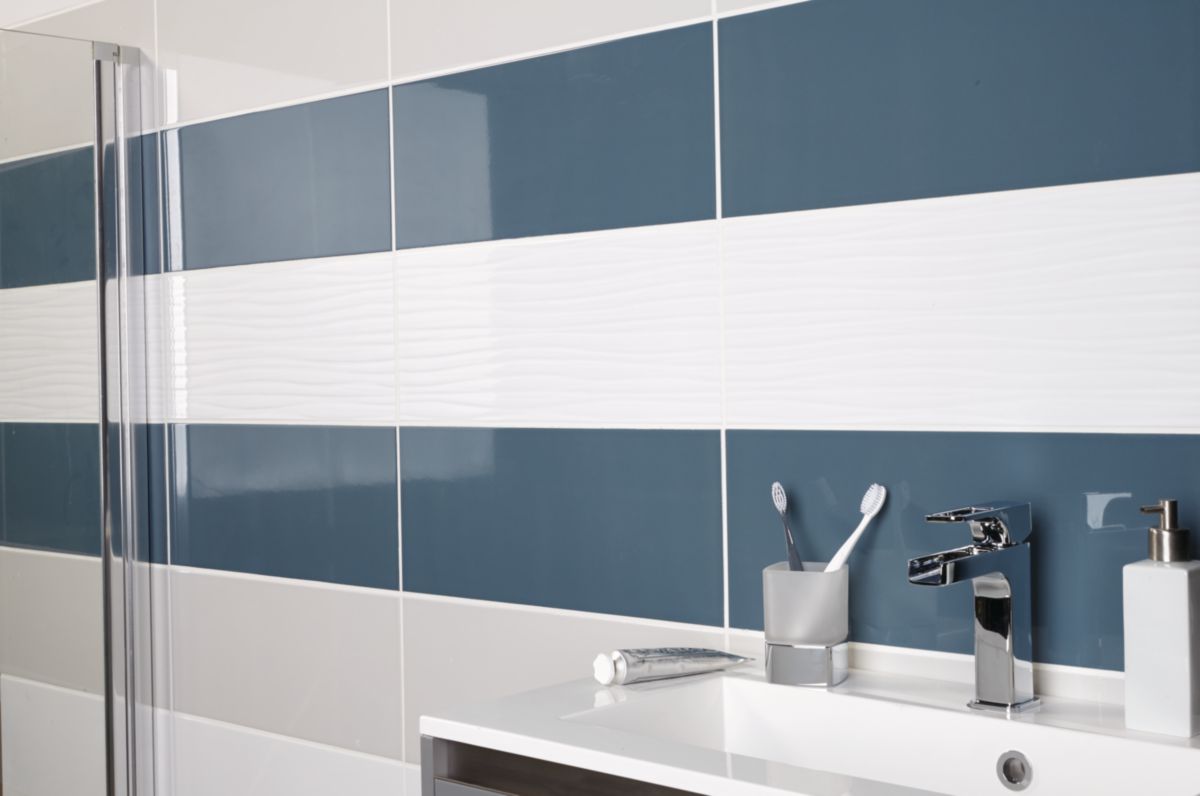 Carrelage mural intérieur faïence Glossy - gris brillant - 20x50 cm