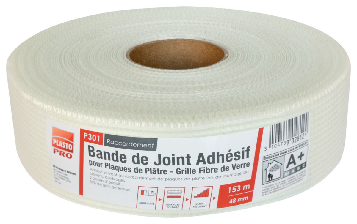 Bande de joint adhésive p301 pour plaques de plâtre 153 m x 50 mm Réf