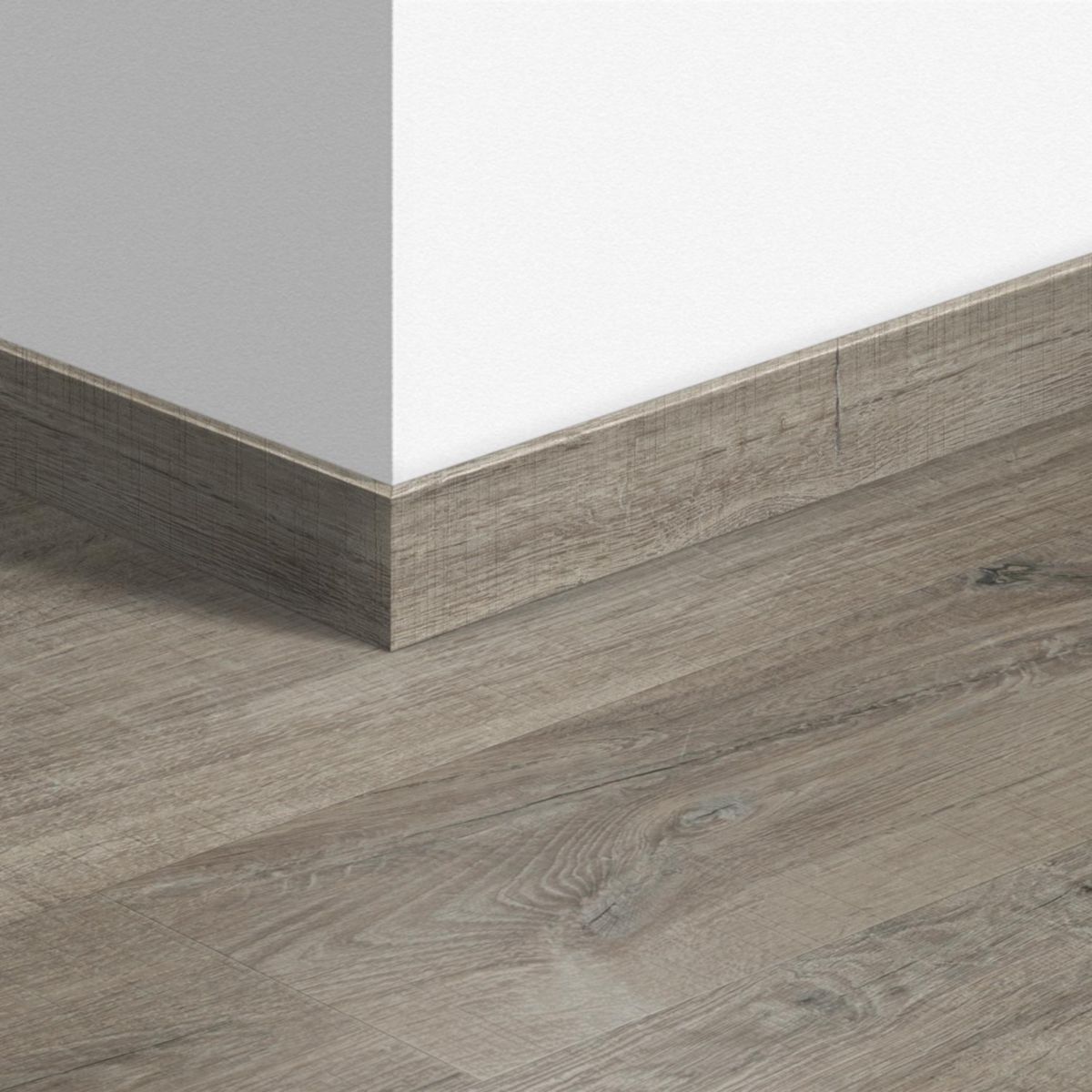 Plinthe vinyle LVT pour parquet 40106 - chêne coton gris avec traits de ...