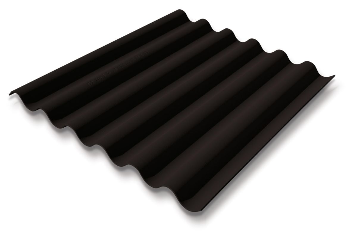 Plaque ondulée fibre-ciment Coloragri FR égout coin coupé ondes  177x51 mm noir asphalte 1,75 m