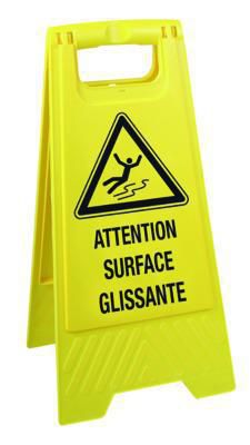 Poids 1KG en Plastique Jaune Chevalet signalisation Surface Glissante Attention AUA SIGNALETIQUE